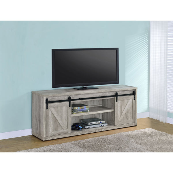 English Elm The Grey Driftwood Rustic 2-Door Engineered Wood TV Stand with Ample Storage and Durable Finish B062P331095