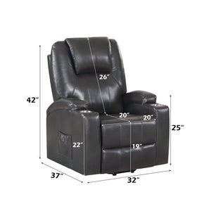 English Elm Gunmetal Leather Aire Power Lift Recliner with Massage, 2 Cup Holders, Pocket Coil Seat, 143° Recline B2726P405705
