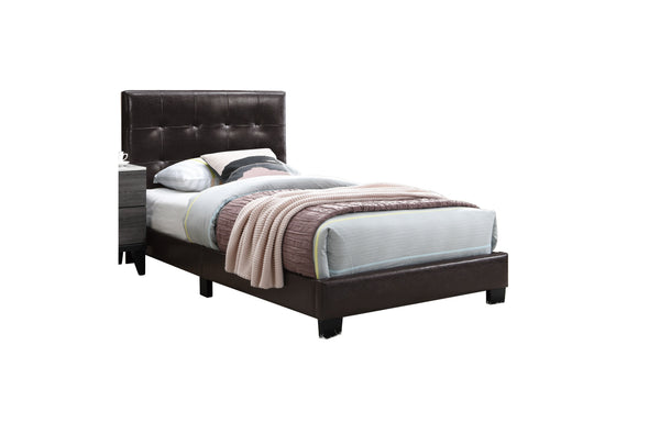 English Elm 1pc Twin Platform Bed Faux Leather Upholstered Frame Adjustable Headboard Modern B011P414677