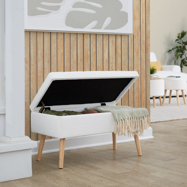 English Elm Storage Bench with Button Tufted Velvet Seat and Gold Tapered Legs for Bedroom B202P471493