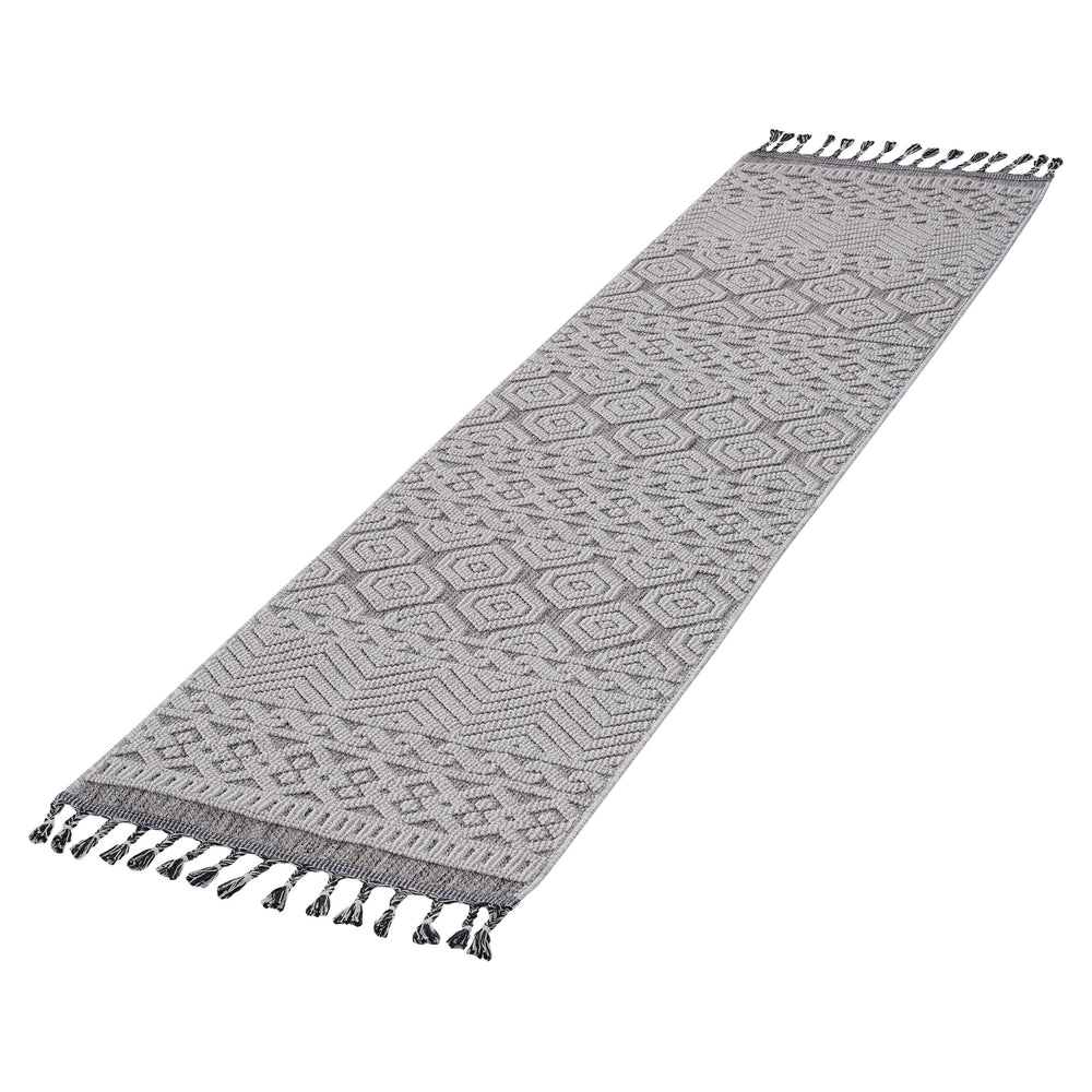 English Elm Loom Geometric Area Rug 2X8 Grey/White - Durable, Stylish Indoor/Outdoor Design For Modern Homes B335P289580