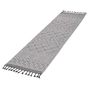 English Elm Loom Geometric Area Rug 2X8 Grey/White - Durable, Stylish Indoor/Outdoor Design For Modern Homes B335P289580