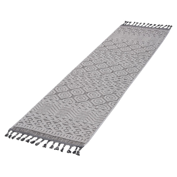 English Elm Loom Geometric Area Rug 2X8 Grey/White - Durable, Stylish Indoor/Outdoor Design For Modern Homes B335P289580