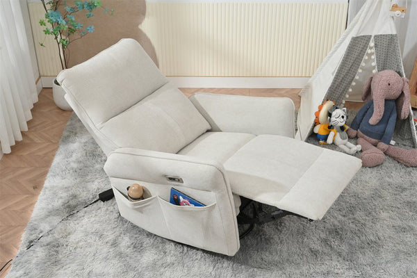English Elm 270° 270° Power Swivel Recliner Chair with USB Ports, 30° Rocking, 95–150° Recline for Small Spaces Light Gray W1028S00041