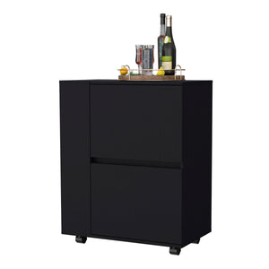 English Elm Logan Rolling Bar Cart with Cabinet Storage and Open Shelves for Entertaining B128P460145