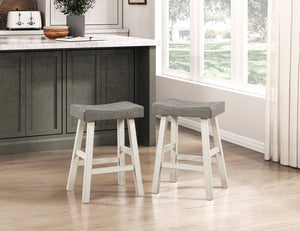 English Elm Transitional Counter Height Stools Set of 2 — 24" Rustic Accent Solid Rubberwood Seats for Islands Coffee,White 39.75 L x 20 W x 9.25 H B011P284440