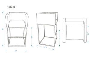 English Elm Embassy Metal Upholstered Barstool with Foam-Padded Faux Leather Seat and Sturdy Footrest Base Cream B365P398456