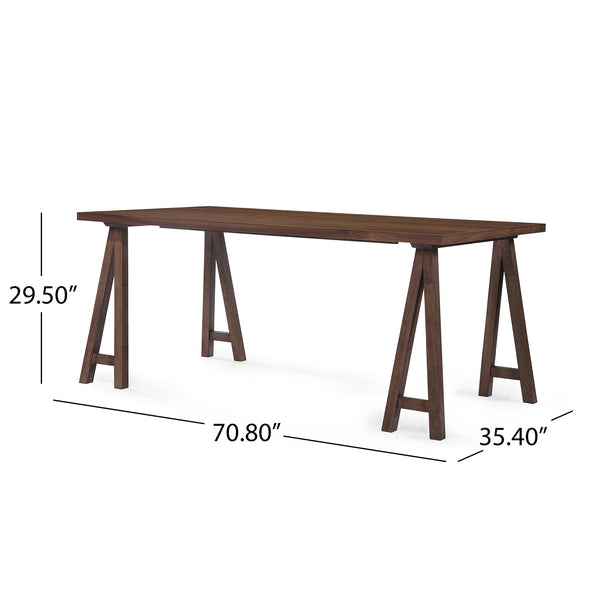 English Elm Christopher Knight Home® - DINING table solid wood and MDF farmhouse dining table 74.5" versatile large desk gaming surface farmhouse style durable design Walnut 60386.00