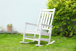 English Elm Oversized Rocking Chair with Wood-Texture Patio Rocker for Adults Ergonomic Weatherproof Seat for Porch White W2103P277202