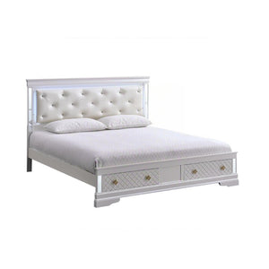 English Elm Verona Full Bed Frame With Led Headboard, Pearl White - Stylish Storage & Modern Design, No Mattress B078S00640-GIGA