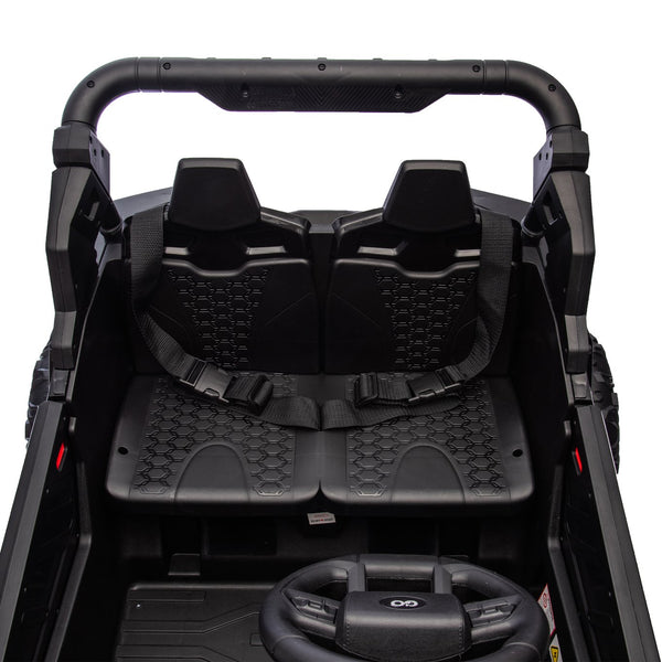 English Elm 24v Two Seat Kids Electric Utv with Parental Remote Suspension Off Road Ride On Black W1578P184797