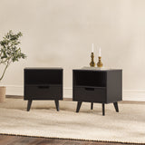 1-Drawer Midcentury Nightstand - Set of 2 Black HANB4CBLC-2PK Walker Edison