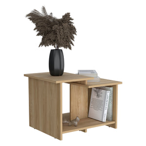 English Elm Weman modern 23.6" coffee table with open lower shelf, compact durable particleboard design for tidy spaces Oak 14.3 L x 56 W x 9 H B070P254773