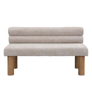 English Elm Upholstered Dining and Entryway Bench with Rubberwood Legs Padded Seat 300 Lb Capacity Light Grey,Natural N779P371712E
