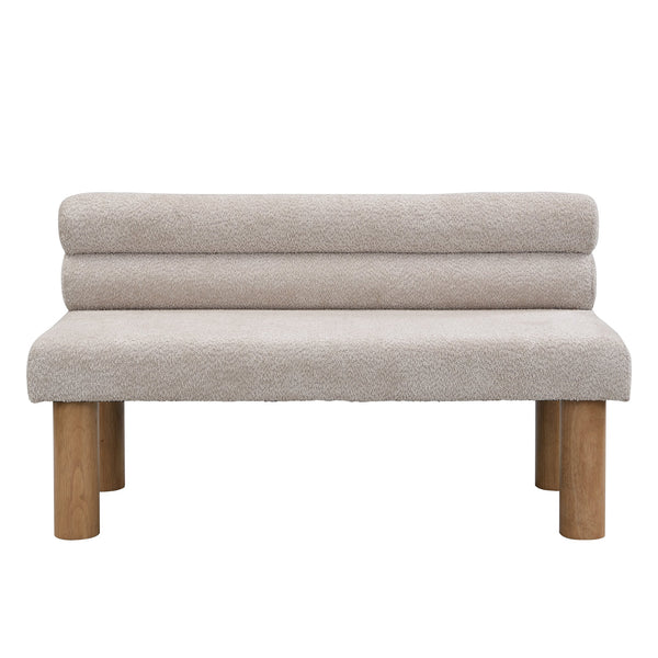 English Elm Upholstered Dining and Entryway Bench with Rubberwood Legs Padded Seat 300 Lb Capacity Light Grey,Natural N779P371712E