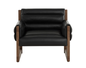 Sunpan Ferguson Lounge Chair - Elegant Channel Tufted Design With Cozy Geralt Linen For Luxurious Comfort Black Leather 111964