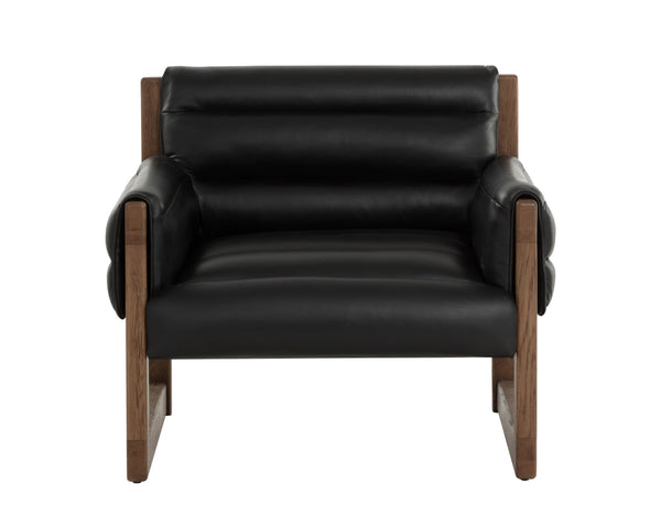 Sunpan Ferguson Lounge Chair - Elegant Channel Tufted Design With Cozy Geralt Linen For Luxurious Comfort Black Leather 111964