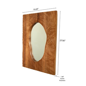 English Elm 20'' Timeline Mirror Rustic Rosewood Wall Mirror with Irregular Edge, Antique Grain, D-Ring Mounting, Versatile Decor W2615P346482