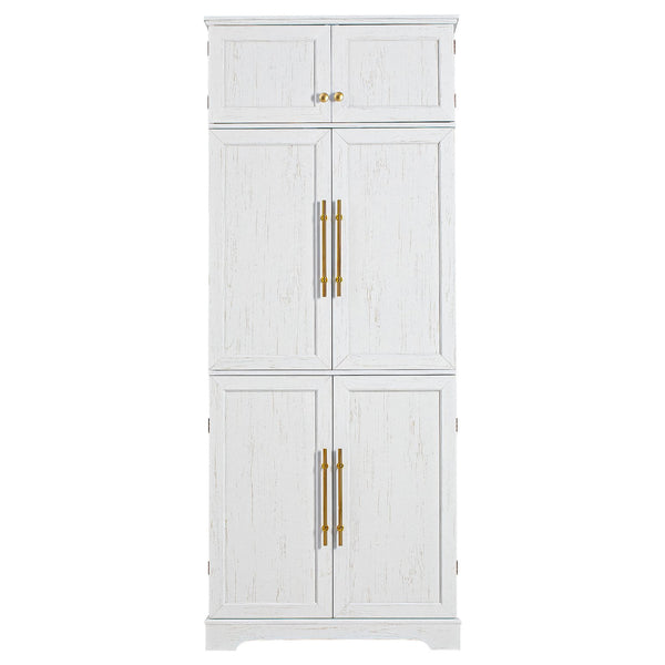 English Elm K&k Farmhouse Pantry Cabinet Tall Freestanding Kitchen Storage with Drawers Shelves White N707P356567W