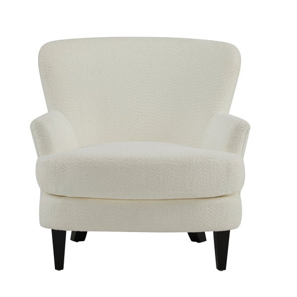 English Elm Christopher Knight Home® - Gerald Boucle Upholstered Club Chair with Tapered Birch Legs, Tonal Piping and Cozy Texture Black,Off White 33 L x 32.75 W x 30 H N776P243523W