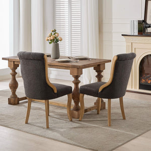 English Elm Snow velvet dining chair with plush breathable upholstery, mid-century wood trim and sculpted legs comfort and style Gray W1143P332692