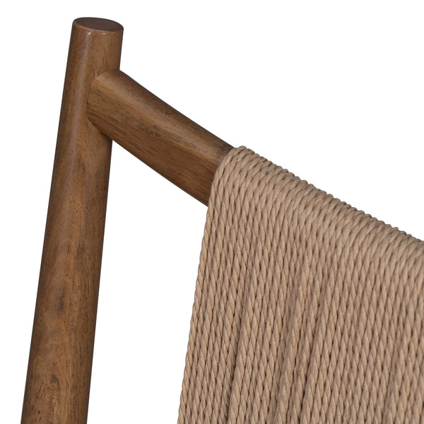 English Elm Upholstered Linen Dining Chairs Set of 2 Rubberwood Mid-century Woven Paper Rope Back Beige,Brown N776P385751D