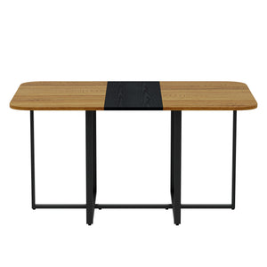 English Elm 7-piece Rectangular Dining Set Two-tone Wood Tabletop with Six Suede Chairs Modern W3875S00125