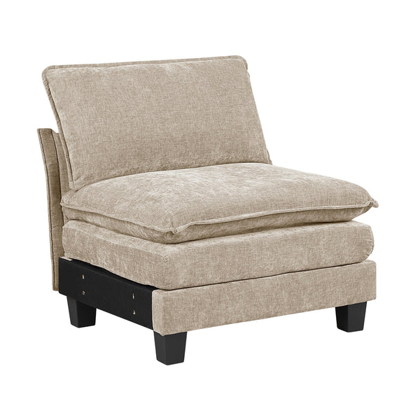 English Elm Modern 5-Piece Modular Sectional Set In Soft Taupe Chenille - Plush Comfort & Stylish Living Room Solution B011S01808