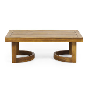 English Elm Christopher Knight Home® - Outdoor Acacia Wood Loveseat & Coffee Table Set with Teak Top, Beige Cushions, Durable Patio Duo 70457.00BGE