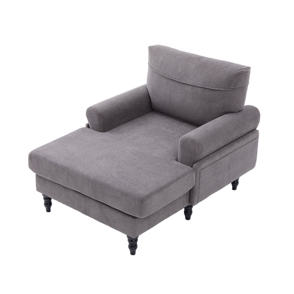 English Elm Modern Chenille Recliner Chaise Lounge Sofa Chair with High-Resilience Foam, Wide Seat, 550lb Capacity Dark Gray W395P371335