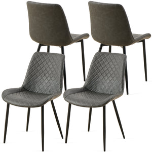 English Elm Dark Grey Set Of 4 Leathaire Dining Chairs - Stylish Mid-Century Armless Side Chairs For Any Space W1164P225818