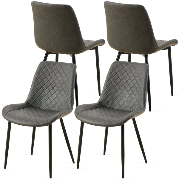 English Elm Dark Grey Set Of 4 Leathaire Dining Chairs - Stylish Mid-Century Armless Side Chairs For Any Space W1164P225818
