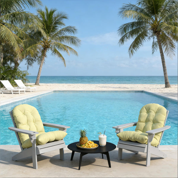 English Elm Tufted Adirondack Chair Cushion Set Uv Resistant Polyester Outdoor Patio Seating Pair T3971P443464