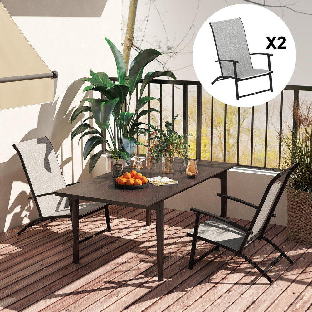 English Elm Outsunny Acacia Wood Patio Rocking Chair Set of 2 with Cushions and Armrests W2225P485609