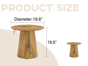 English Elm Nested Round Coffee Table Set Two Piece Wood Grain Veneer for Living Room or Office W2920S00112