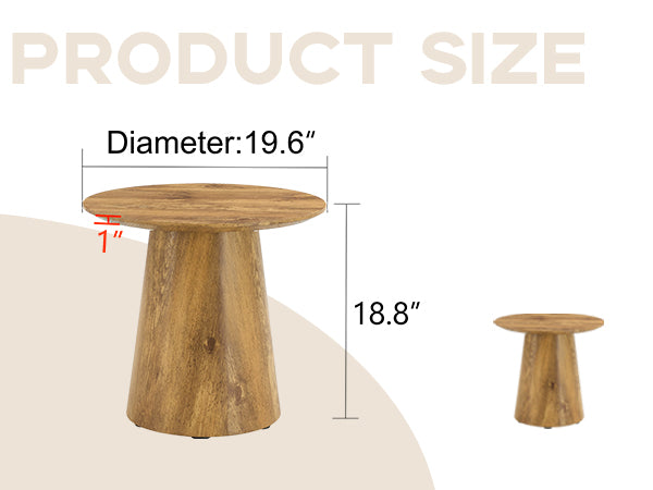 English Elm Nested Round Coffee Table Set Two Piece Wood Grain Veneer for Living Room or Office W2920S00112