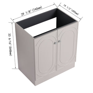 English Elm 30" Modern Freestanding Bathroom Vanity with Integrated Basin, Adjustable Shelf & 3 Metal Handles khaki W999P241054