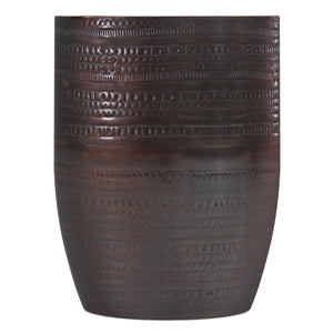 English Elm Johnsen 15" Wide Tribal Pattern Metal Accent Table - Handcrafted Iron In Rich Oil Rubbed Bronze Finish B136P158963