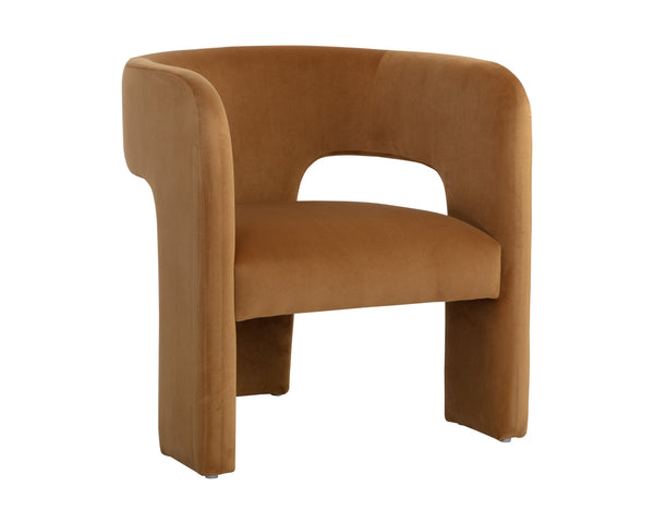 Sunpan Isidore Lounge Chair - Contemporary Comfort with Curved Backrest and Chic Boucle Fabric Design Meg Gold