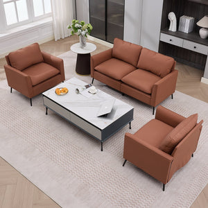 English Elm Ts Cat Paw Faux Leather Accent Chair Nordic Retro Loveseat with Lumbar Support Brown W2311S00012