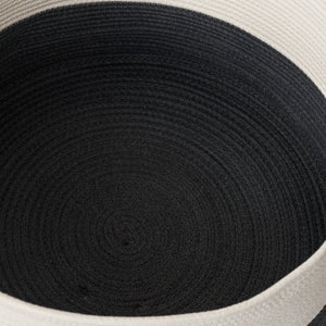 English Elm Cotton Round Laundry & Storage Basket with Sturdy Handles 21.7"x13" Spacious Neutral Two-Tone Design Gray,White B093P295078