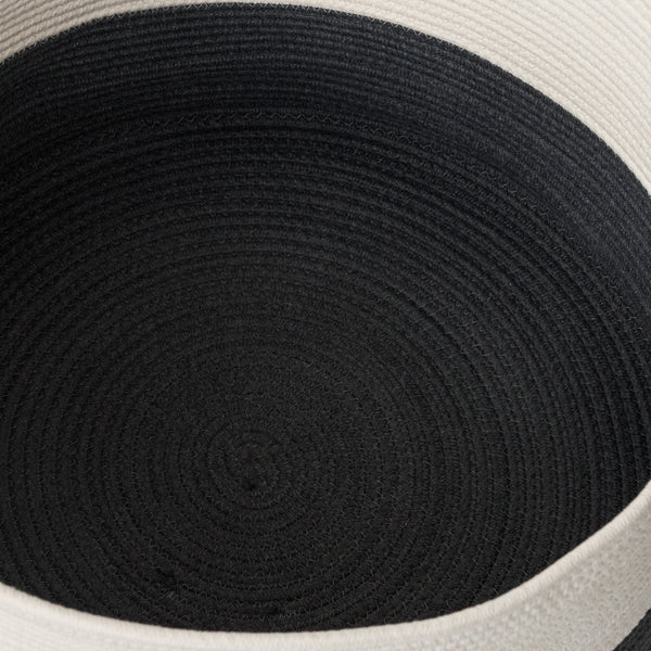 English Elm Cotton Round Laundry & Storage Basket with Sturdy Handles 21.7"x13" Spacious Neutral Two-Tone Design Gray,White B093P295078