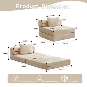 English Elm Compression Convertible Floor Sofa Bed - Chenille Single Seater Modular Couch For Small Spaces W3723P345640