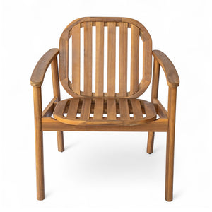 English Elm Christopher Knight Home® - Meja Teak+ Beige Dining Chair Set of 2 with Eucalyptus Legs, Vertical Slat Back & Beige Cushions N775P282728T