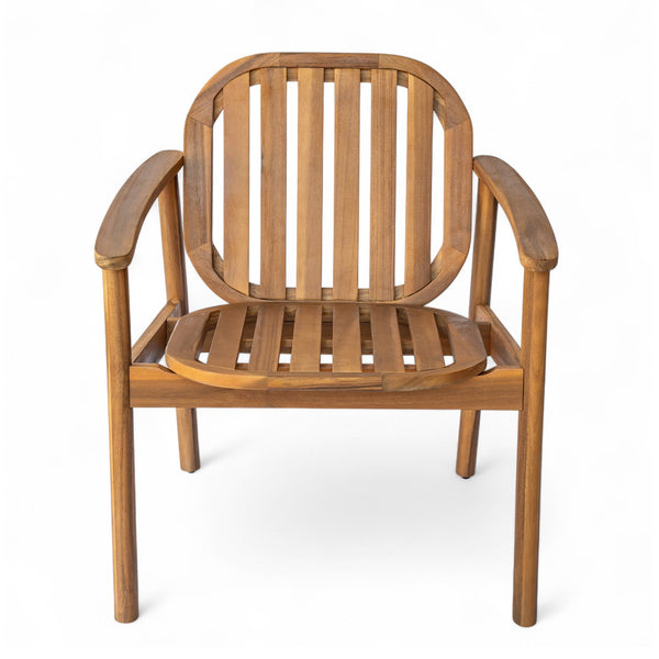 English Elm Christopher Knight Home® - Meja Teak+ Beige Dining Chair Set of 2 with Eucalyptus Legs, Vertical Slat Back & Beige Cushions N775P282728T