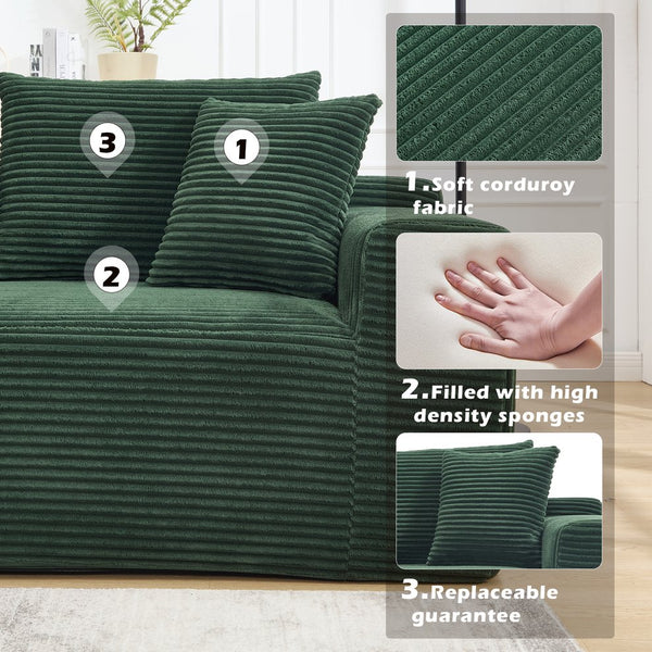 English Elm Modular Cloud Sectional with Oversized Chaise Memory Foam Fill Casual Living Room Sofa W3224S00009