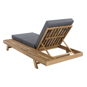 English Elm Lounge Chaise Outdoor Acacia Wood Slatted Frame with Water Resistant Cushion Resort Style Dark Gray,Light Brown N770P442L26G