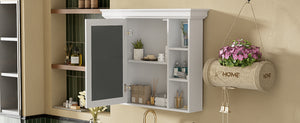 English Elm 35'' 35' 35'' x 28'' Wall Mounted Medicine Cabinet with Mirror Door, Modern MDF Storage with Towel Rod White N710P196545K