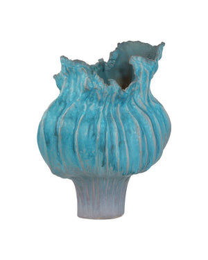 Currey & Company Flying Silk Blue Vase – Exquisite Porcelain Art With Fluid Design And Cascading Turquoise Glaze Blue Porcelain 1200-0981-currey-company