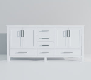 English Elm White 72-inch Double Bath Vanity with White Quartz Top, Solid Wood Frame, Soft-Close Drawers, Ample Storage, Scratch-Resistant Countertop, Pre-Drilled Faucet Hole B2731P258904